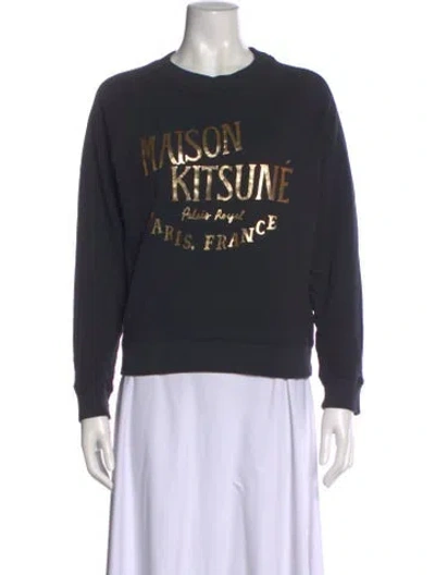 Pre-owned Maison Kitsuné Graphic Print Crew Neck Sweater In Blue