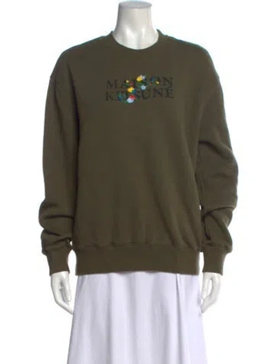 Pre-owned Maison Kitsuné Graphic Print Crew Neck Sweater In Green