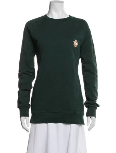 Pre-owned Maison Kitsuné Graphic Print Crew Neck Sweater In Green