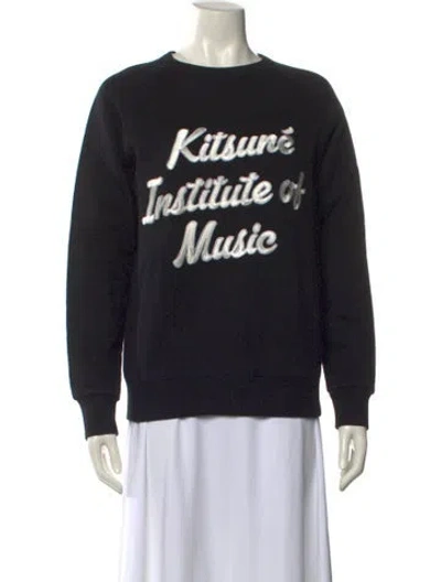 Pre-owned Maison Kitsuné Graphic Print Crew Neck Sweatshirt In Black