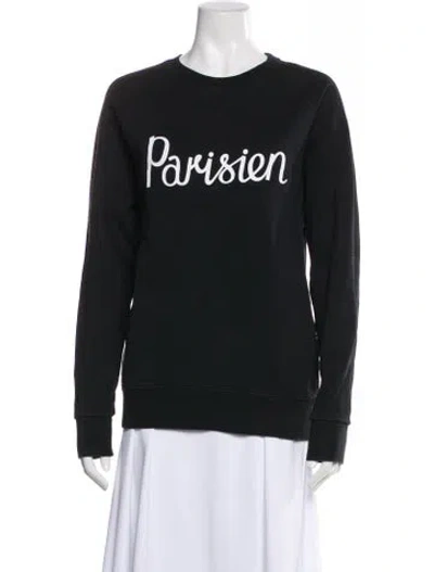 Pre-owned Maison Kitsuné Graphic Print Crew Neck Sweatshirt In Black