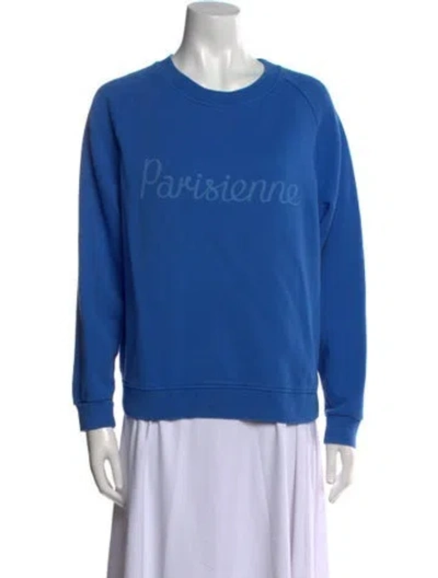 Pre-owned Maison Kitsuné Graphic Print Crew Neck Sweatshirt In Blue