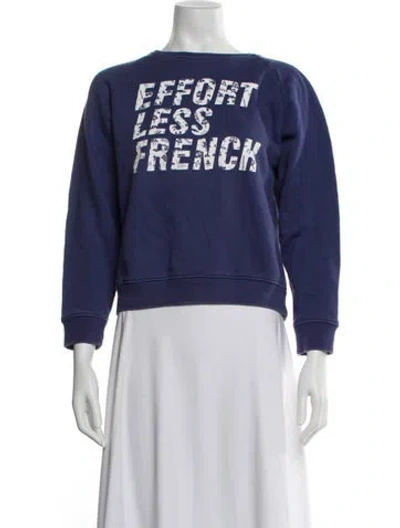 Pre-owned Maison Kitsuné Graphic Print Crew Neck Sweatshirt In Blue