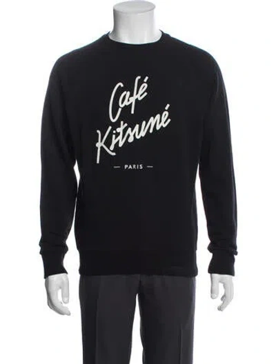 Pre-owned Maison Kitsuné Graphic Print Crew Neck Sweatshirt In Blue