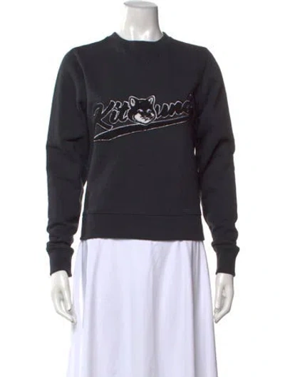 Pre-owned Maison Kitsuné Graphic Print Crew Neck Sweatshirt In Blue