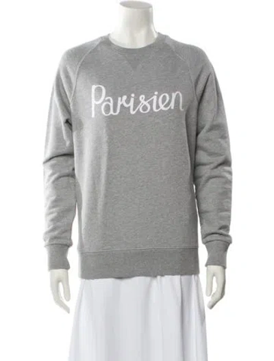 Pre-owned Maison Kitsuné Graphic Print Crew Neck Sweatshirt In Gray