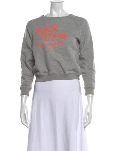 Pre-owned Maison Kitsuné Graphic Print Crew Neck Sweatshirt In Gray