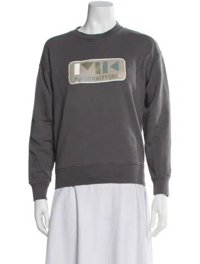 Pre-owned Maison Kitsuné Graphic Print Crew Neck Sweatshirt In Gray