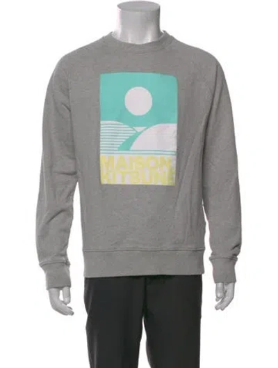 Pre-owned Maison Kitsuné Graphic Print Crew Neck Sweatshirt In Gray