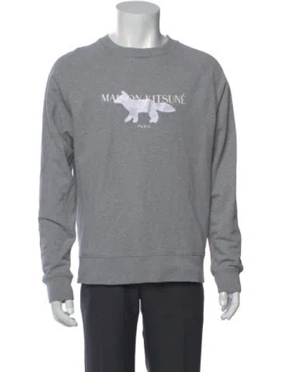 Pre-owned Maison Kitsuné Graphic Print Crew Neck Sweatshirt In Gray