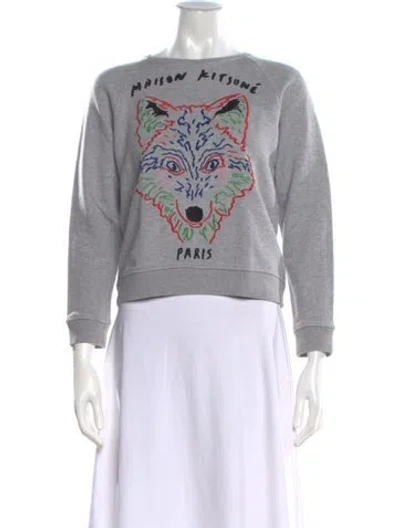 Pre-owned Maison Kitsuné Graphic Print Crew Neck Sweatshirt In Gray