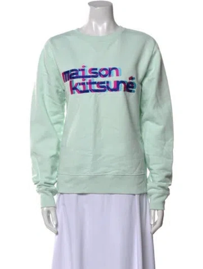 Pre-owned Maison Kitsuné Graphic Print Crew Neck Sweatshirt In Green