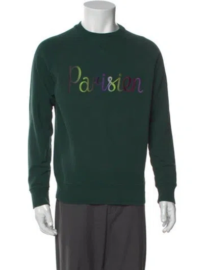 Pre-owned Maison Kitsuné Graphic Print Crew Neck Sweatshirt In Green