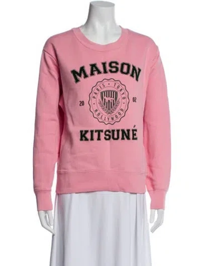 Pre-owned Maison Kitsuné Graphic Print Crew Neck Sweatshirt In Pink