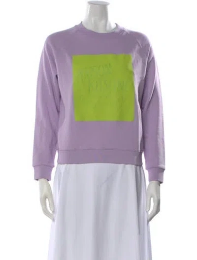 Pre-owned Maison Kitsuné Graphic Print Crew Neck Sweatshirt In Purple