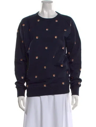 Pre-owned Maison Kitsuné Graphic Print Crew Neck Sweatshirt W/ Tags In Blue