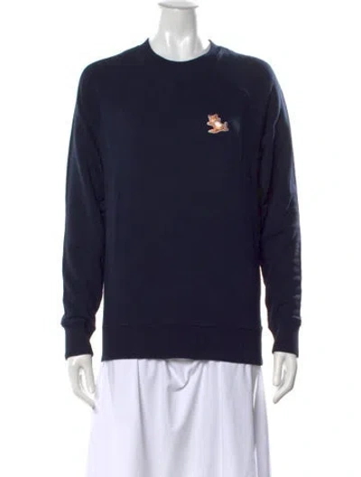 Pre-owned Maison Kitsuné Graphic Print Crew Neck Sweatshirt W/ Tags In Blue