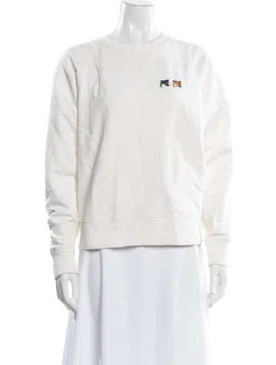 Pre-owned Maison Kitsuné Graphic Print Crew Neck Sweatshirt In White