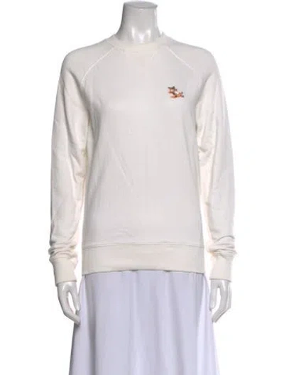 Pre-owned Maison Kitsuné Graphic Print Crew Neck Sweatshirt In White