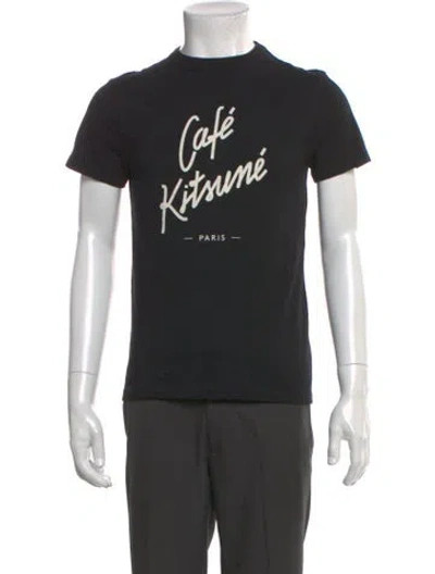 Pre-owned Maison Kitsuné Graphic Print Crew Neck T-shirt In Black