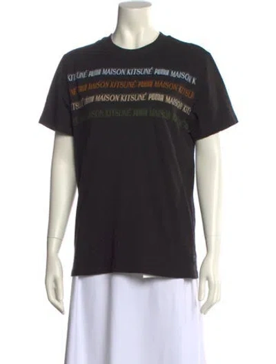 Pre-owned Maison Kitsuné Graphic Print Crew Neck T-shirt In Black