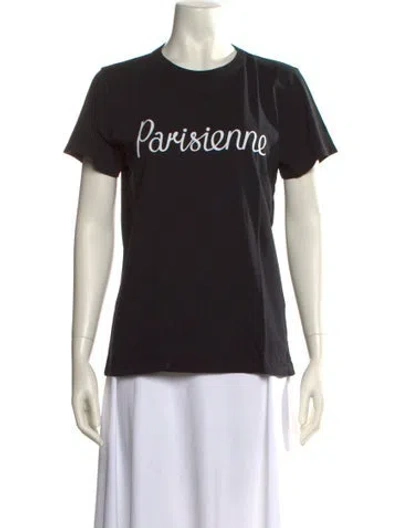 Pre-owned Maison Kitsuné Graphic Print Crew Neck T-shirt In Black