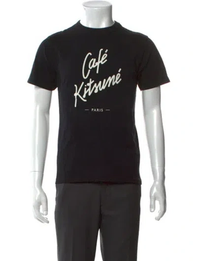 Pre-owned Maison Kitsuné Graphic Print Crew Neck T-shirt In Black