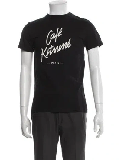 Pre-owned Maison Kitsuné Graphic Print Crew Neck T-shirt In Black