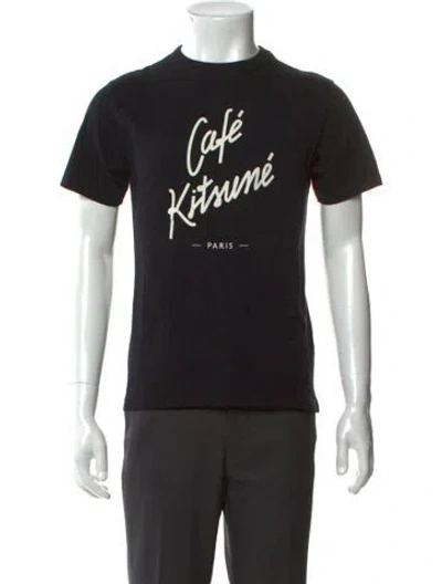 Pre-owned Maison Kitsuné Graphic Print Crew Neck T-shirt In Black