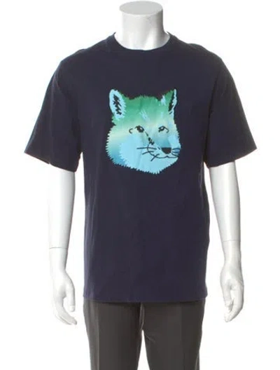 Pre-owned Maison Kitsuné Graphic Print Crew Neck T-shirt In Blue