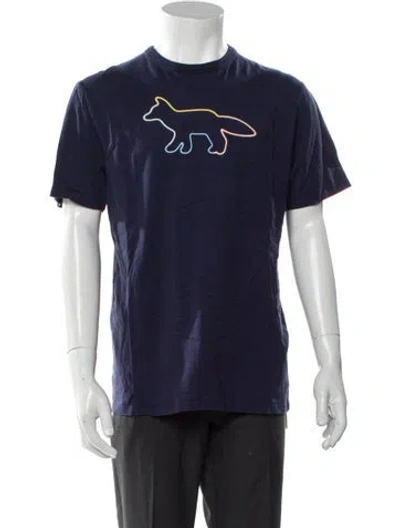 Pre-owned Maison Kitsuné Graphic Print Crew Neck T-shirt In Blue