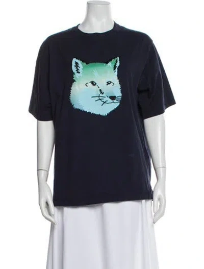 Pre-owned Maison Kitsuné Graphic Print Crew Neck T-shirt In Blue