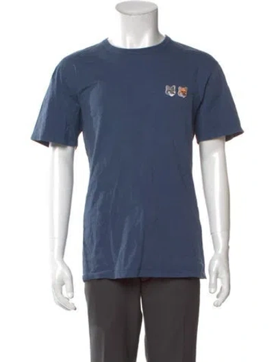 Pre-owned Maison Kitsuné Graphic Print Crew Neck T-shirt In Blue