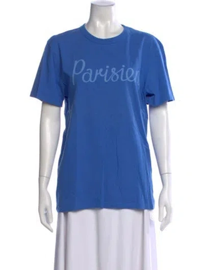 Pre-owned Maison Kitsuné Graphic Print Crew Neck T-shirt In Blue