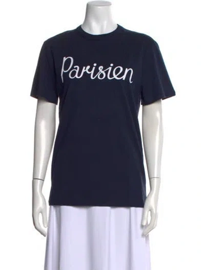 Pre-owned Maison Kitsuné Graphic Print Crew Neck T-shirt In Blue