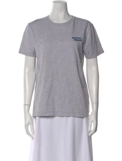 Pre-owned Maison Kitsuné Graphic Print Crew Neck T-shirt In Gray