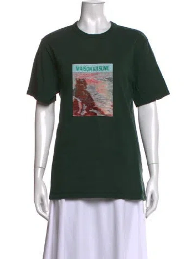Pre-owned Maison Kitsuné Graphic Print Crew Neck T-shirt In Green