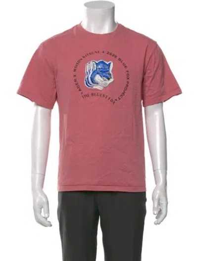 Pre-owned Maison Kitsuné Graphic Print Crew Neck T-shirt In Pink