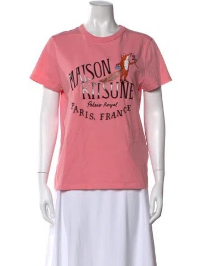 Pre-owned Maison Kitsuné Graphic Print Crew Neck T-shirt In Pink