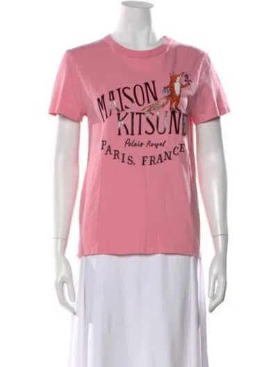 Pre-owned Maison Kitsuné Graphic Print Crew Neck T-shirt In Pink