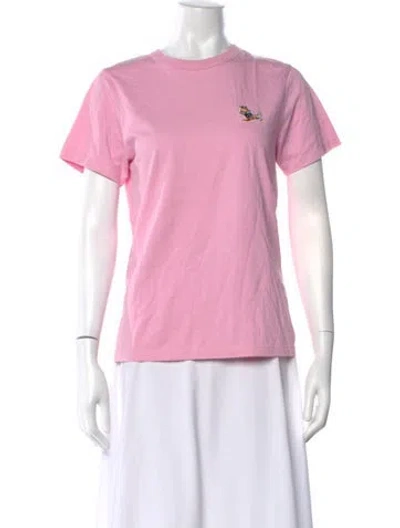 Pre-owned Maison Kitsuné Graphic Print Crew Neck T-shirt In Pink