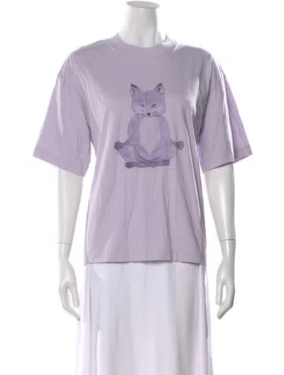 Pre-owned Maison Kitsuné Graphic Print Crew Neck T-shirt In Purple