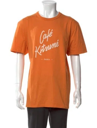 Pre-owned Maison Kitsuné Graphic Print Crew Neck T-shirt W/ Tags In Orange