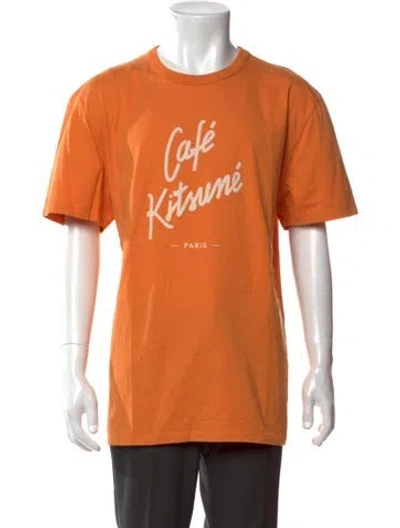 Pre-owned Maison Kitsuné Graphic Print Crew Neck T-shirt W/ Tags In Orange