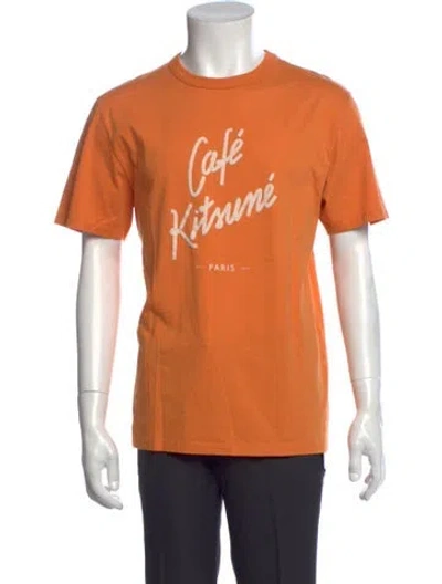 Pre-owned Maison Kitsuné Graphic Print Crew Neck T-shirt W/ Tags In Orange