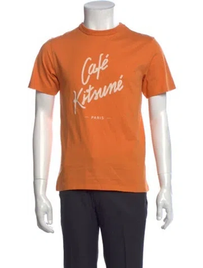 Pre-owned Maison Kitsuné Graphic Print Crew Neck T-shirt W/ Tags In Orange