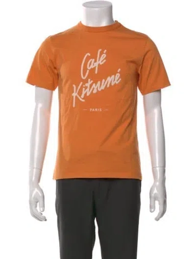 Pre-owned Maison Kitsuné Graphic Print Crew Neck T-shirt W/ Tags In Orange