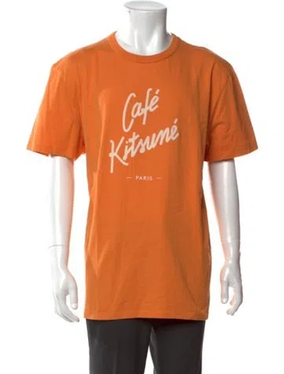 Pre-owned Maison Kitsuné Graphic Print Crew Neck T-shirt W/ Tags In Orange