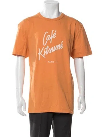 Pre-owned Maison Kitsuné Graphic Print Crew Neck T-shirt W/ Tags In Orange