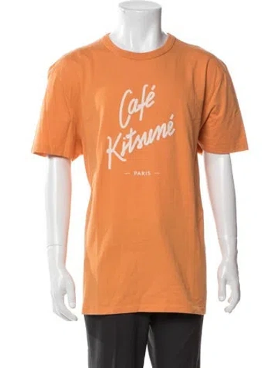 Pre-owned Maison Kitsuné Graphic Print Crew Neck T-shirt W/ Tags In Orange